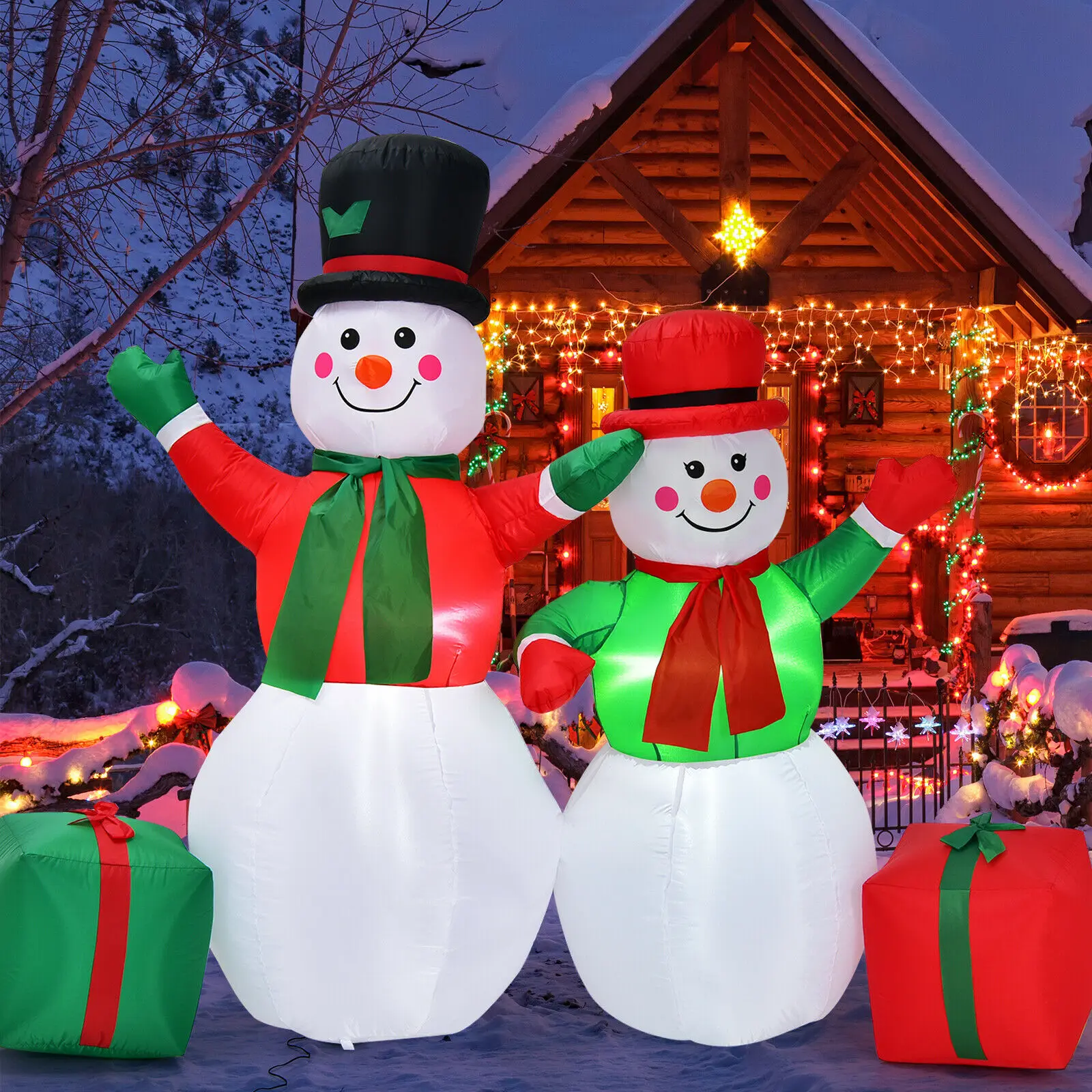 Costway 6Ft & 5Ft Christmas Inflatable Snowmen Blow Up Christmas Decoration  CM23730US