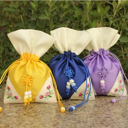 Embroidery Chinese knot Small Gift Bag Drawstring Christmas Pouch Empty Sachet Bag Cloth Jewelry Pouch Wedding Party Favor Bags