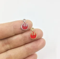 Eruifa 10pcs 8*10mm Red Epoxy Tiny Fire Zinc Alloy Charms Pendant Jewelry DIY Handmade Earrings.Bracelet, Necklae 2 Colors