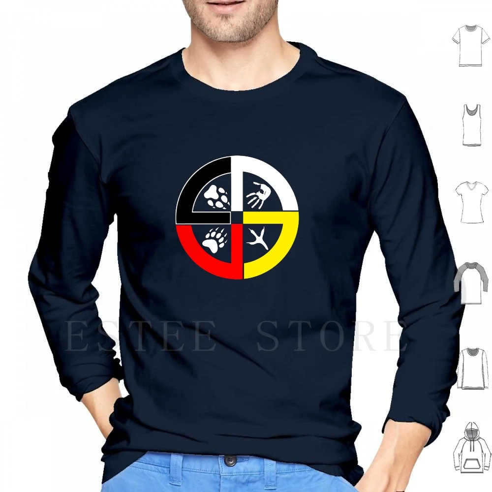 Medicine Wheel 1 ( Prints ) Hoodies Long Sleeve Native Indian Indigenous Tribe Tribal American Hopi Zuni Navajo