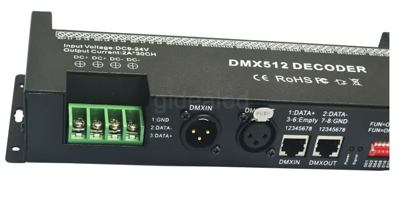 Tira de luces Led RGB Dmx512 de 30 canales, controlador Dmx 60A, atenuador Dmx, controlador PWM, entrada de DC12-24V, 30 canales, iluminación de escenario