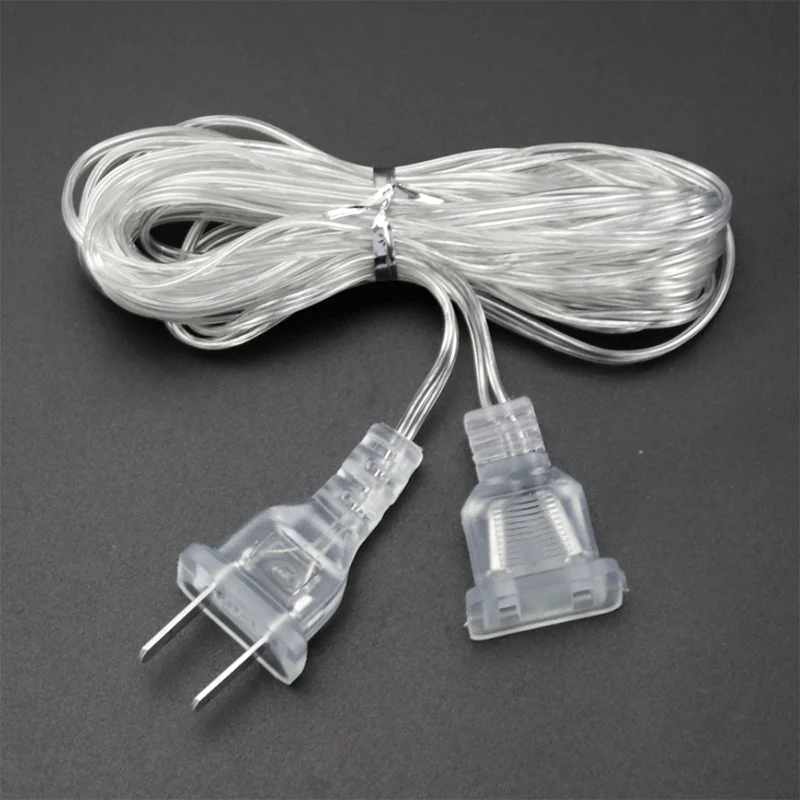 3/5M Extender Wire EU / US Plug For Christmas Wedding Party Lighting LED Holiday Light String Curtain Light Extension Cord