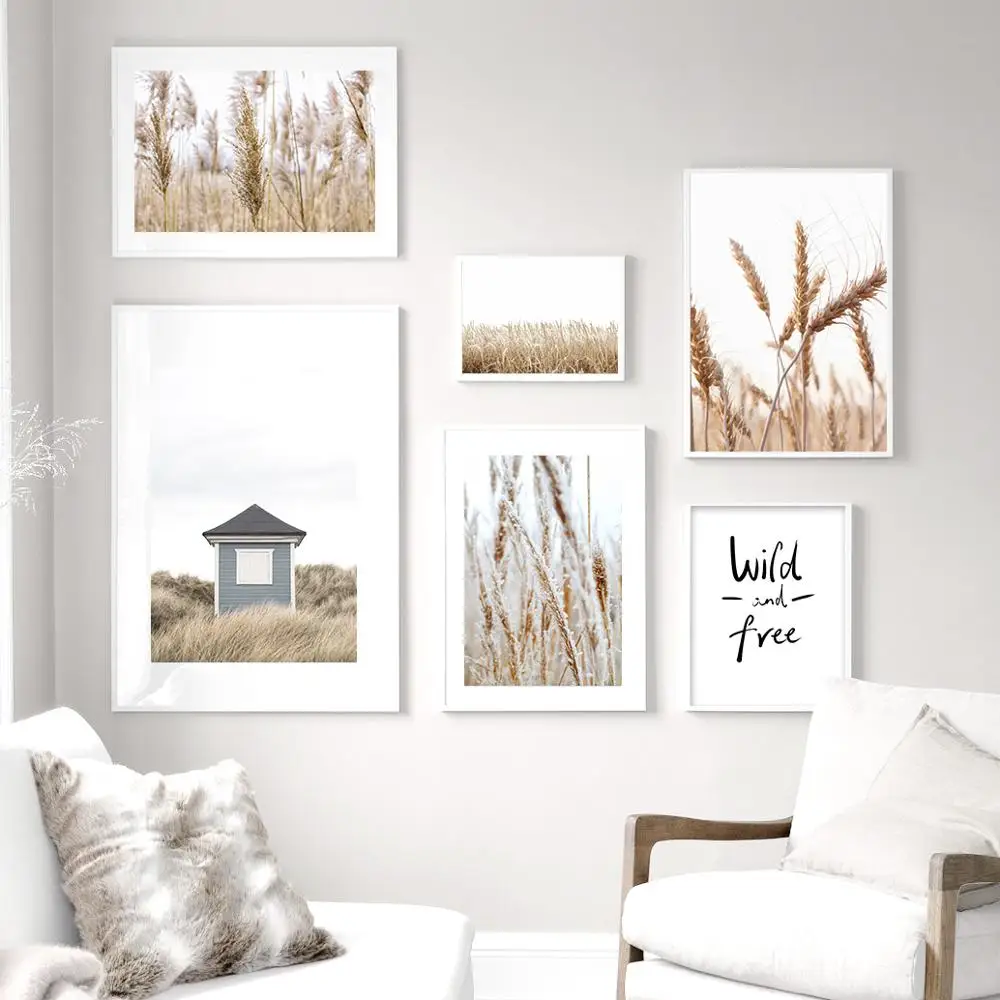 Autumn Plants Wheat Dandelion Reed Flower Art Canvas Nordic Poster and Print Living Room Decor