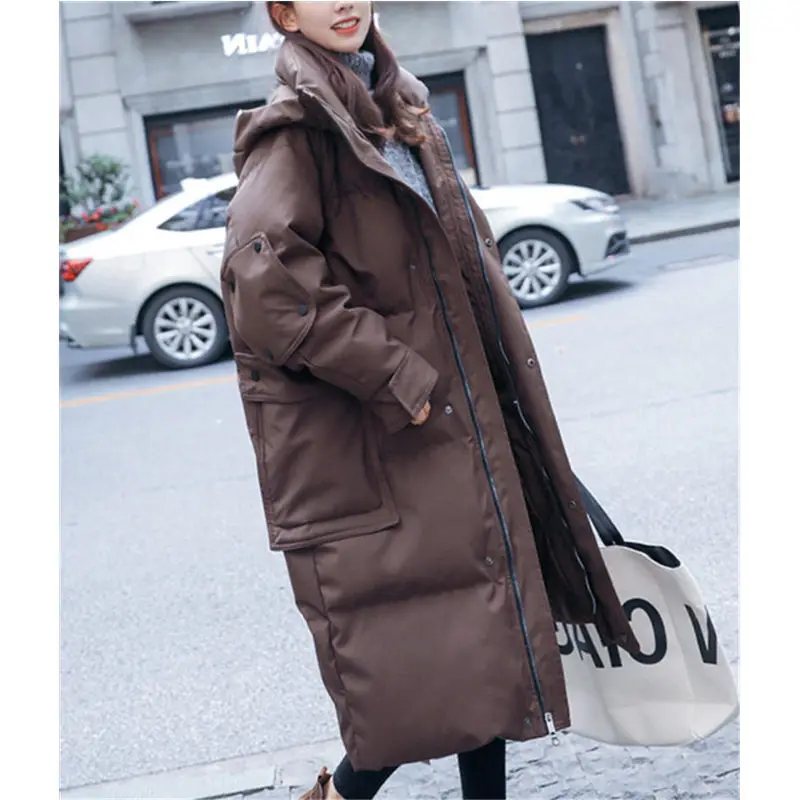 Oversize Winter Jacket Women Clothing Outerwear Loose Warm Thicken Winter Coat Women Parkas Hooded Long Female Coat Padded Q2186