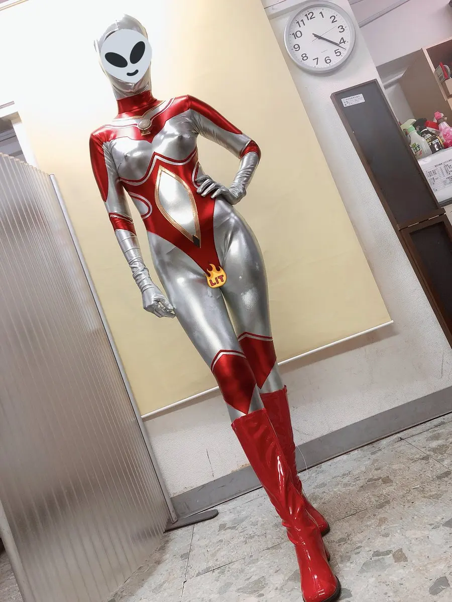 أزياء نسائية فائقة التأثيرية لامعة معدنية Zentai Catsuit للبنات النساء Giga سيدة هالوين ارتداءها شحن مجاني #1