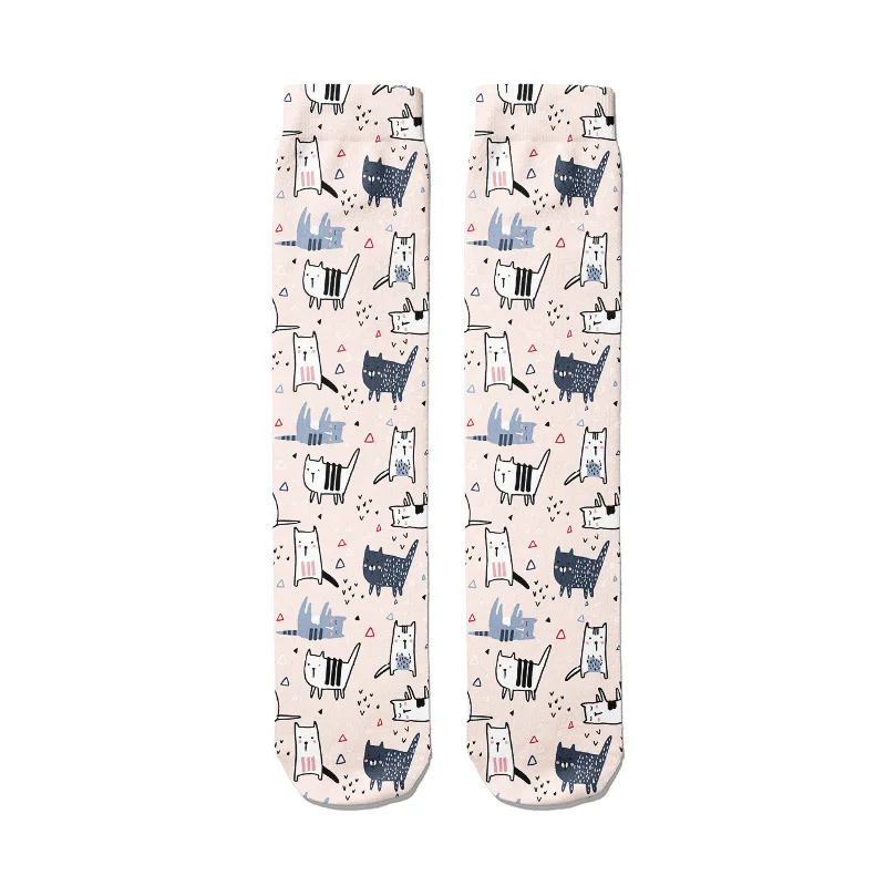 Kawaii Cartoon Cat Cotton Socks For Women Female High Ankle Fall Funny Casual Women Socks Cute Mini Cat Comfortable Cotton Socks