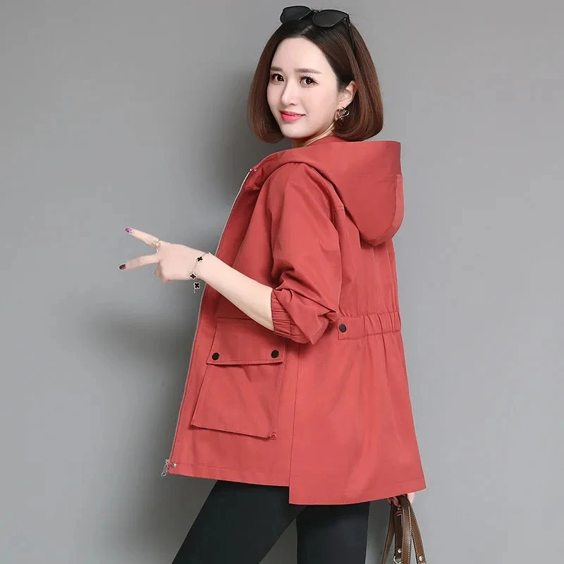 Nice Spring/Autumn Women's Coat Hooded Jacket Long Sleeve Basic Jackets Famale Casual Windbreaker Outerwear Oversize Loose Tops