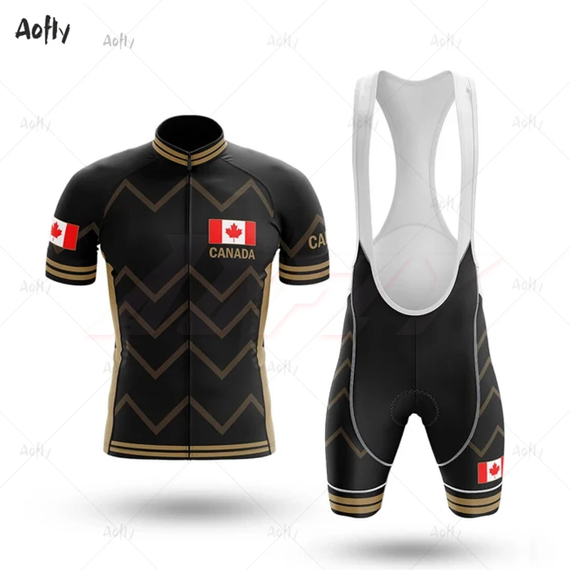 Jersey Canada Cycling Kit Mountain Bike Jacket Summer Short Sleeve Shirts Gel Bib Shorts