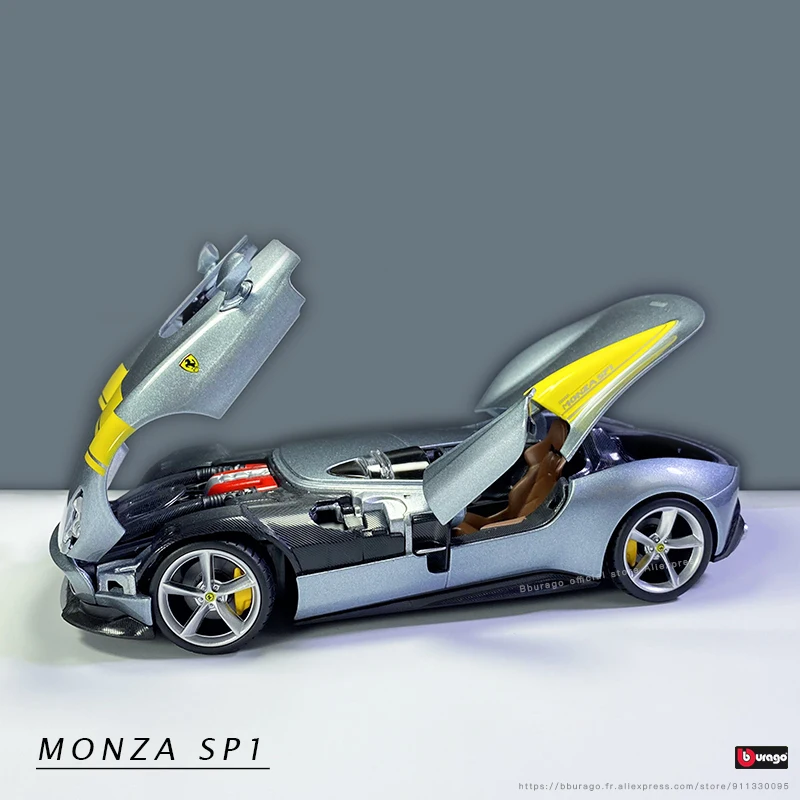 Bburago-Ferrari Monza SP1, vehículo de lujo de aleación negra, coches fundidos a presión, escala 1:24, colección de juguetes, regalo, nuevo