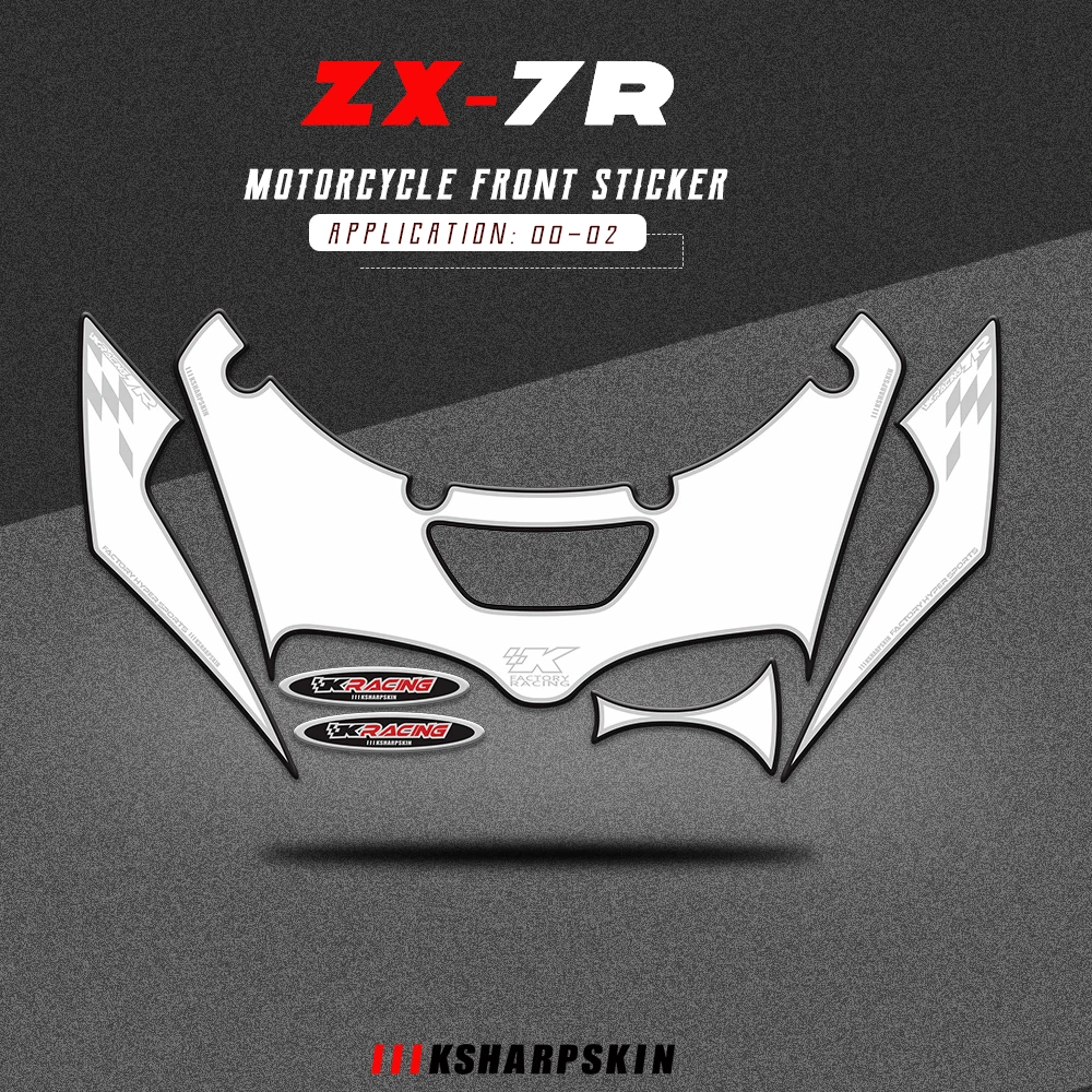 

Motorcycle Front Fairing Sticker 3D Gel Protector Number Board moto decals for Kawasaki ZX7R 1996 - 2003 zx 7 r protection