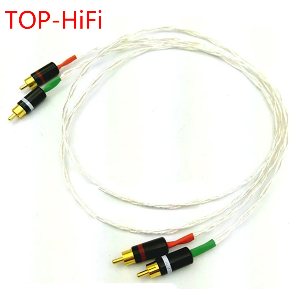 

TOP-HiFi 8AG Single Crystal Silver Audio Cable RCA Interconnect Cable with Gold plated RCA plug for Amplifier CD player