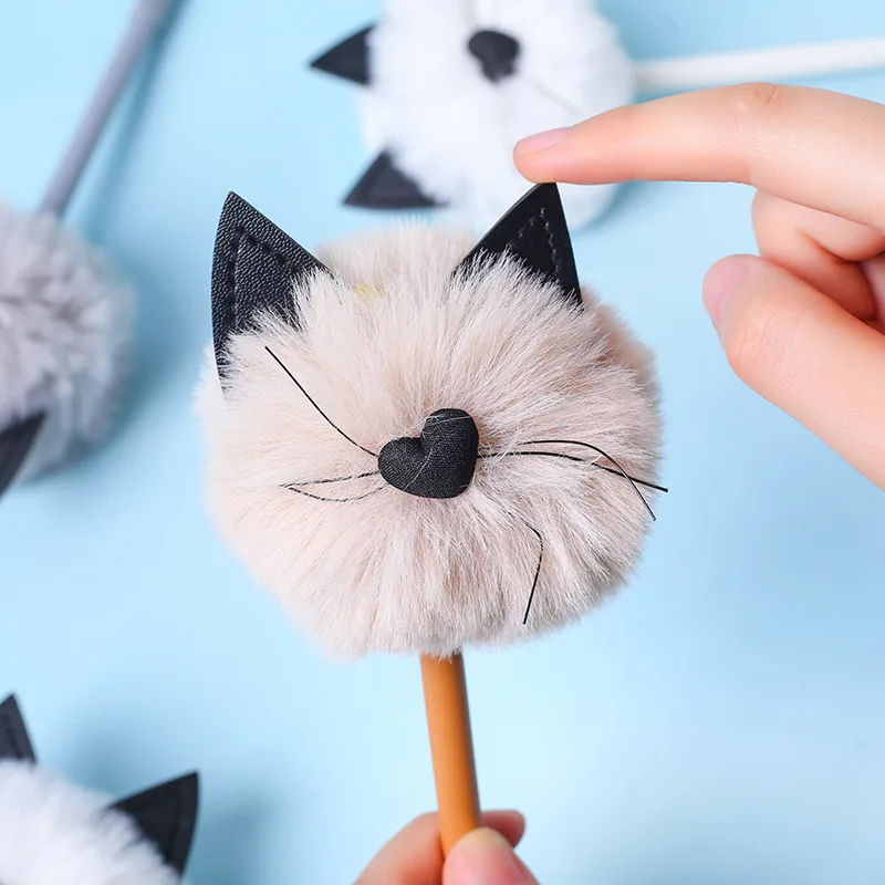 Imagem -02 - Plush Cat Neutro Pen Bonito Meow Styling Gel Canetas Papelaria Estudante Material Escolar Kawaii 16 Pcs