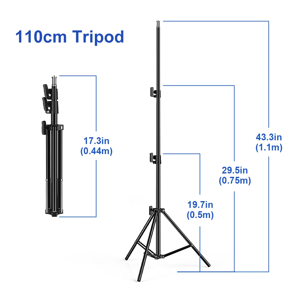 Aluminum Tripod Stand with 1/4 Screw Head for Photography Lighting Softbox Camera Smartphone Ring Light Stand Tripode 1.1/1.6/2M