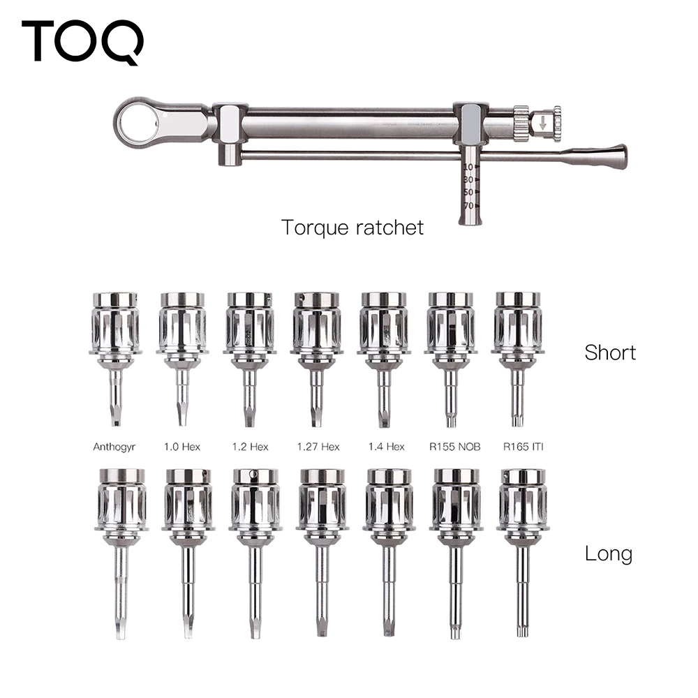 Herramientas de destornillador Llave dinamométrica para implante dental Trinquete 10-70NCM con controladores y kit de llaves