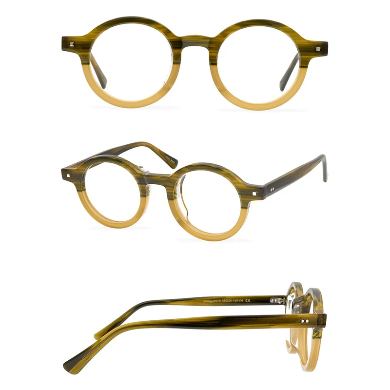 Belight Optical New Arrival Fancy Vintage Retro Acetate with Rivet Spectacle Frame Precription Lens Eyeglasses ACCRUE 9575