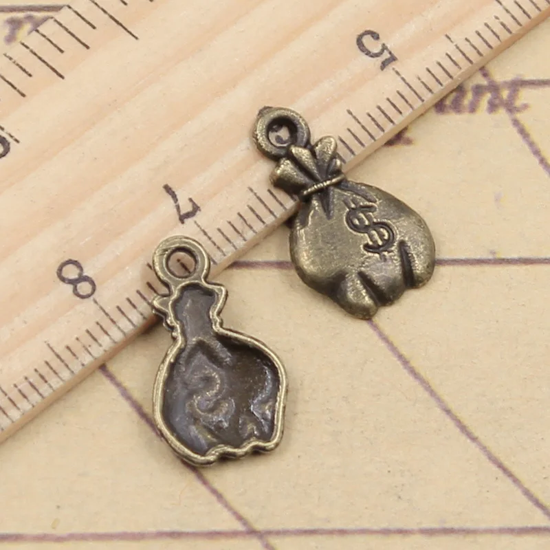 30pcs Charms Money Bag 10x17mm Tibetan Bronze Silver Color Pendants Antique Jewelry Making DIY Handmade Craft