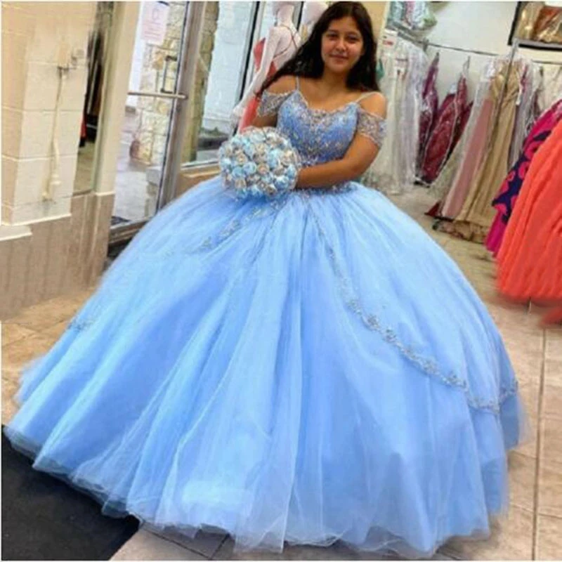 

Angelsbridep Sweet 16 Dress Ball Gown Quinceanera Dresses 2022 Sparkly Beaded Crystals Tulle Vestidos De Fiesta Robes De Soirée