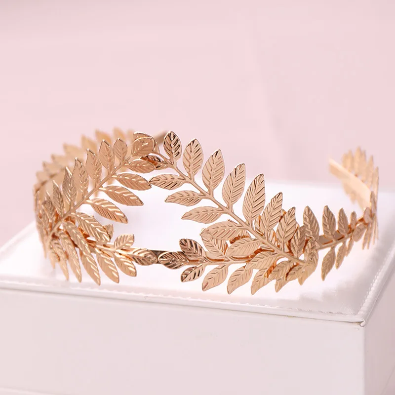 Greek Roman Goddess Olive Leaf Metal Headbands Headdress Bride Tiara Wedding Accessories Miss Universe Girl\'s Crown Head Jewelry