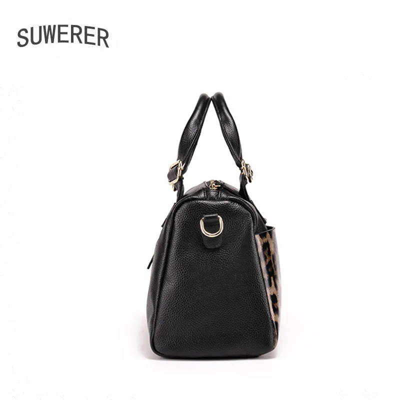 SUWERER 2020 New Genuine Leather women bag fashion Luxury Leopard print cowhide bag woomen famous brand handbags tote bag