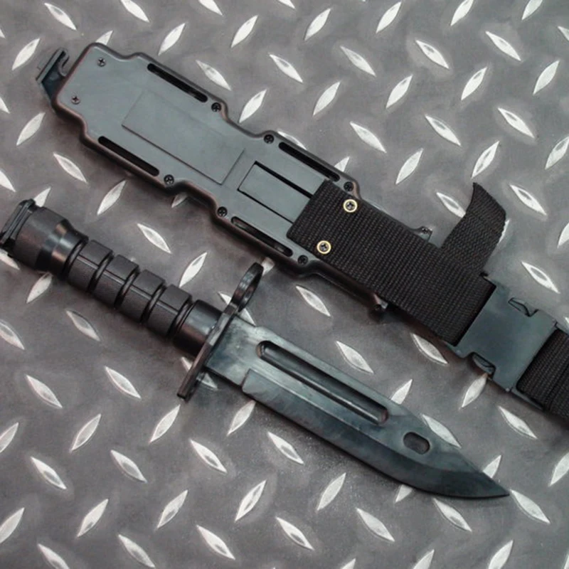 US Army M9 Airsoft Tactical Combat Plastic Toy Dagger Cosplay Model Knife for Show Military Training Wargame Hunting Black Color