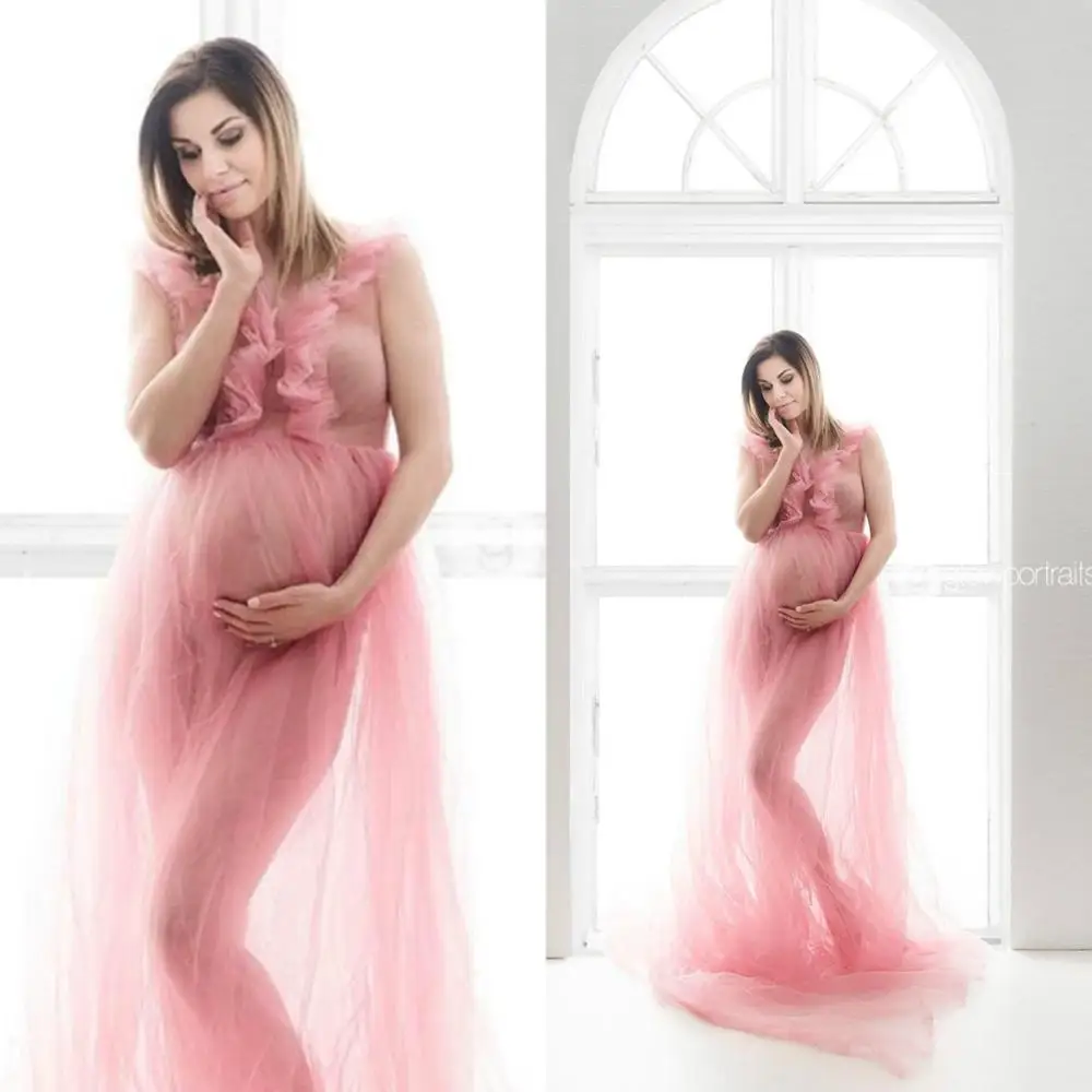 

Maternity Bathrobe Sleepwear Bathrobe Boudoir Dress A Line Kimono Dressing Gown Babydoll Pink Lingerie Bath Robes De Mariée