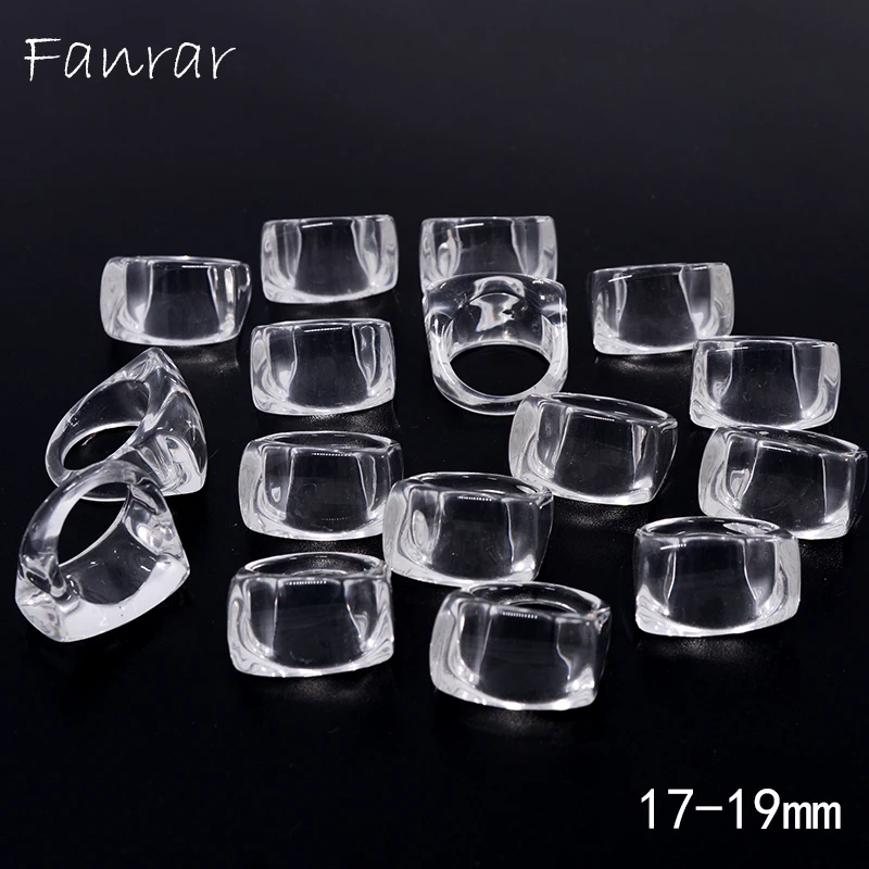 Wholesale 50pcs Transparent rectangle oval heart flower ring Clear Acrylic Nail Art Women Rings for Punk Personality jewelry