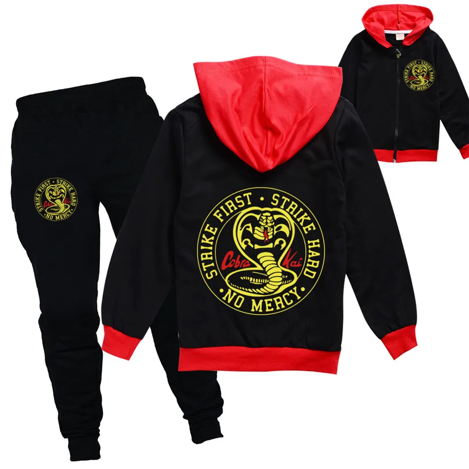 

2-13Y Baby Teen Cobra Kai Snake Clothes Children Boys Girls Thin Jacket Pants 2Pcs/Sets Toddler Kids Birthday Party Tracksuits