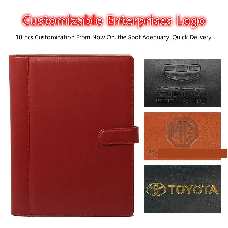 

A4 Bring a calculator Folder Portfolio Multi-function Leather Organizer Sturdy Office Manager Clip Legal Paper Contract custom