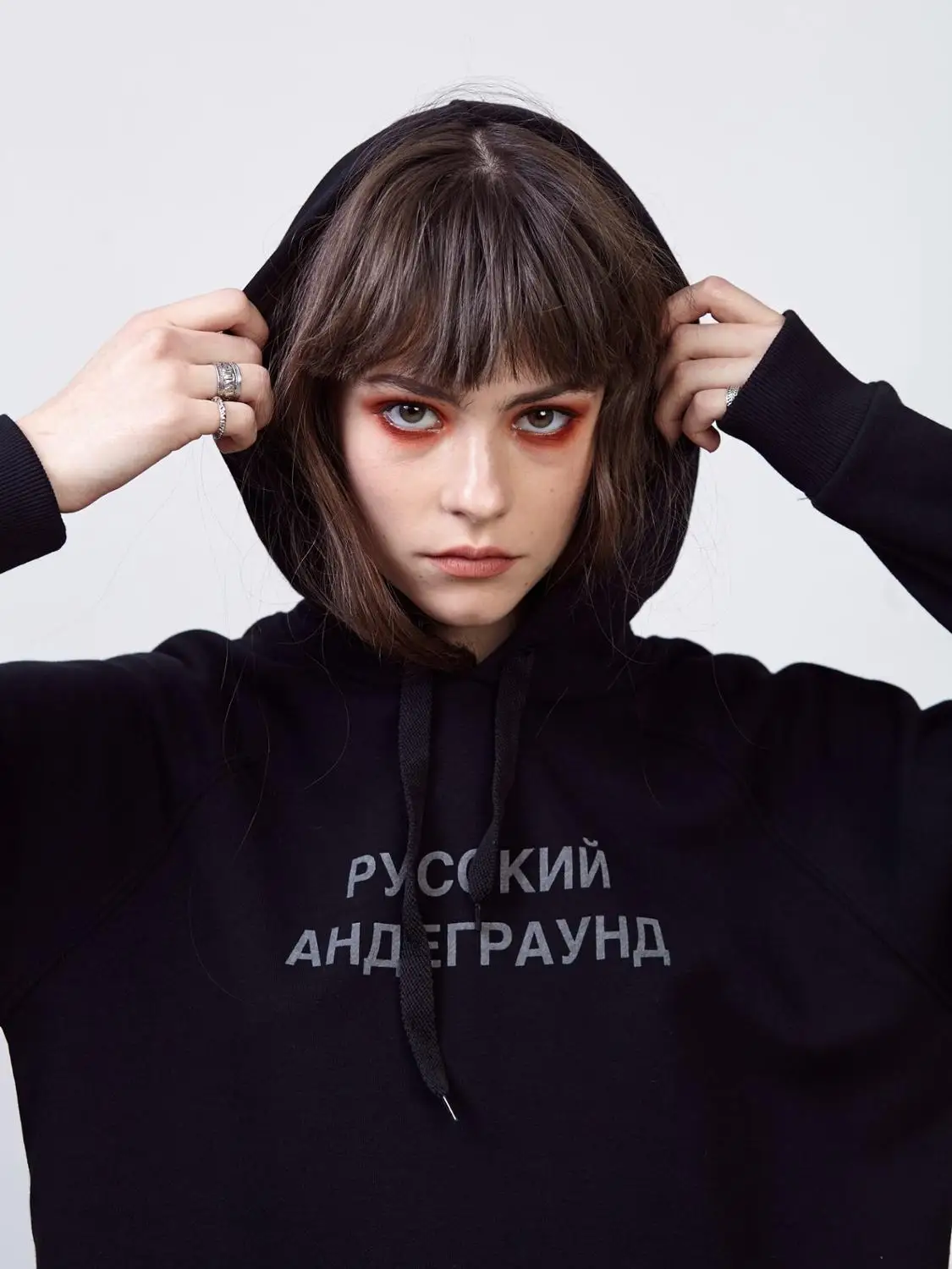 Porzingis women's fleece reflective sweatshirts with Russian inscriptions printed RUSSIAN UNDERGROUND winter new fashion hoody