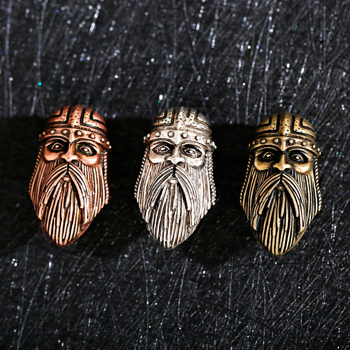 1pcs Long Beard Accessories DIY Craft Skull Bead Making Charm For Jewelry Punk Handmade Spacer Bead Copper Three Color Wholesale