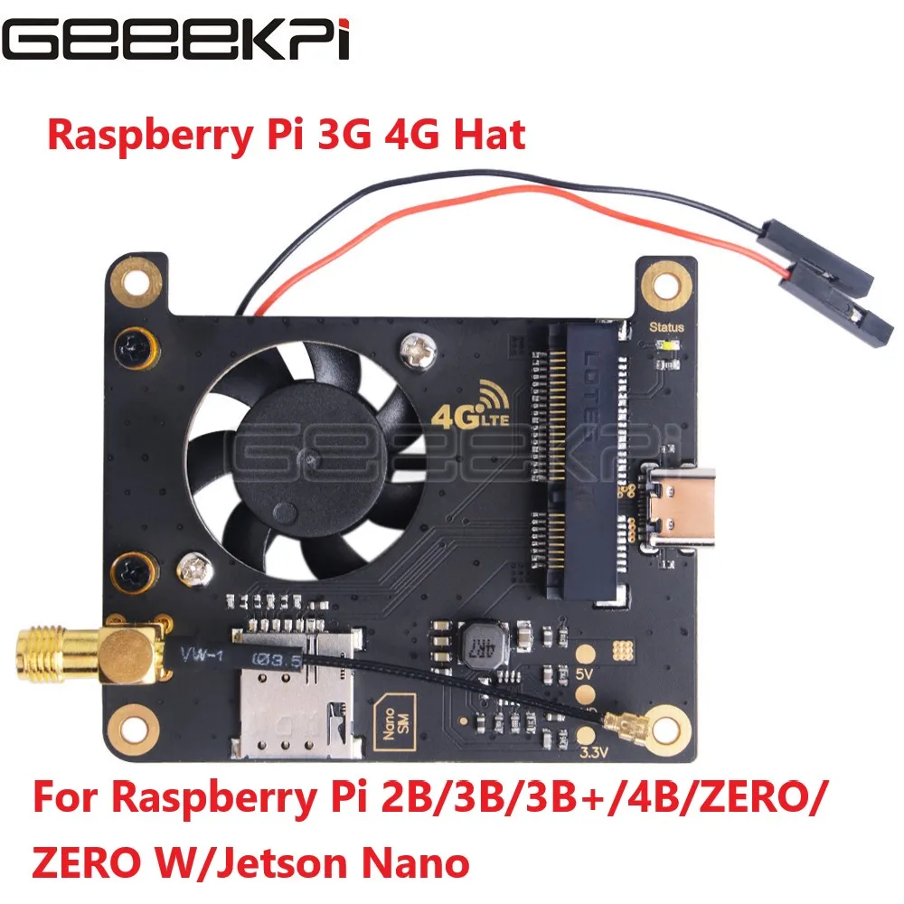 GeeekPi Raspberry Pi 3G 4G Hat  for Raspberry Pi 2B / 3B / 3B+ / 4B / ZERO / ZERO W / Jetson Nano