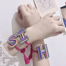 New Ladies New Embroidery Braided Bracelet Adjustable Crystal 26 Letter Bracelet Multi-layer Fashion Bracelet Women Wholesale