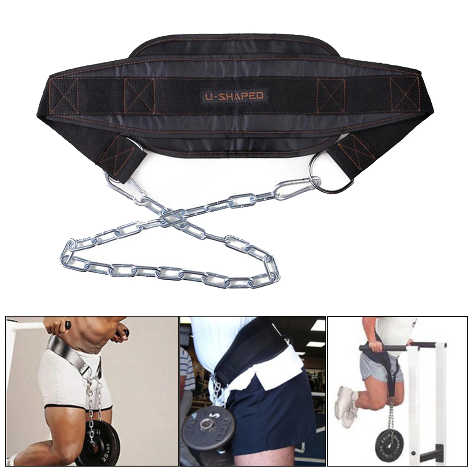 Dip Belt Chain Waist Support Wrap Heavy Duty Chain Chin-Ups Strength Trainer