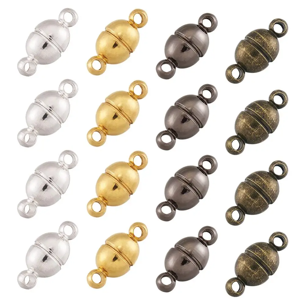 

50 Sets Mixed Color Round Brass Magnetic Clasps Hooks Oval Jewelry Clasps Necklace Bracelet Connectors for Jewelry Making 11x5mm