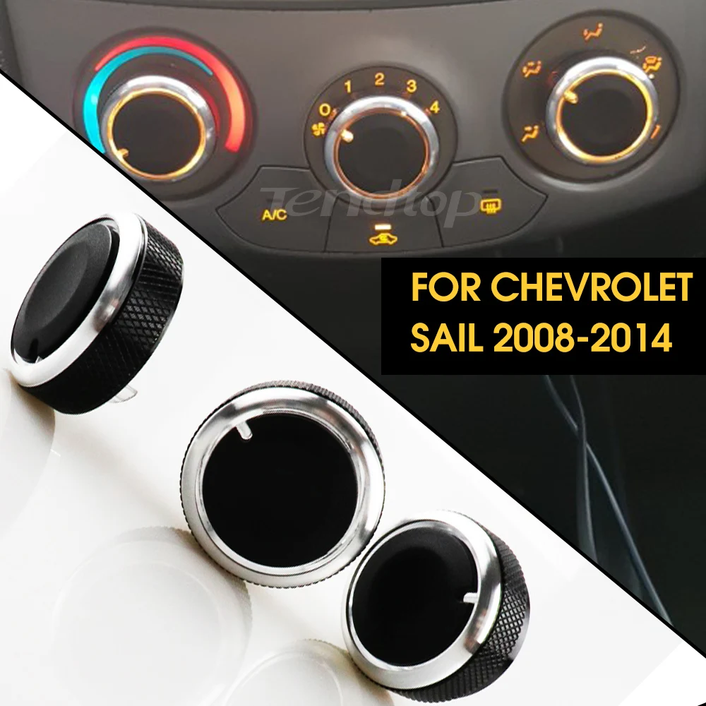 For Chevrolet Sail 2008-2014 3pcs/set car ac knob switch conditioning heat control switch ac knob Auto Car Accessories