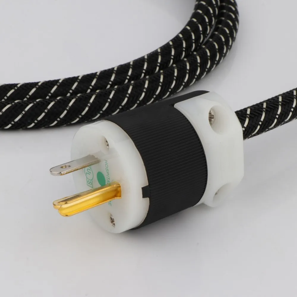 Premium Hi-Fi Audio Power Cord Copper Shielded Cable with Gold Plated US Plug for Audiophile/Home Theater