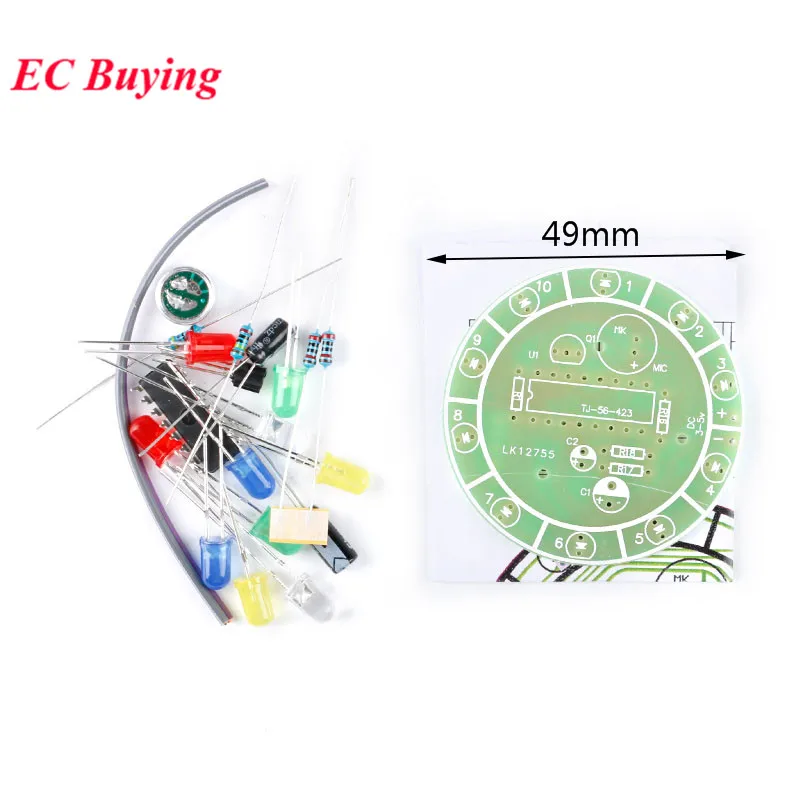 CD4017 Colorful Voice Control Rotating LED Light Kit Electronic Manufacturing diy kit Spare Parts Student Laboratory