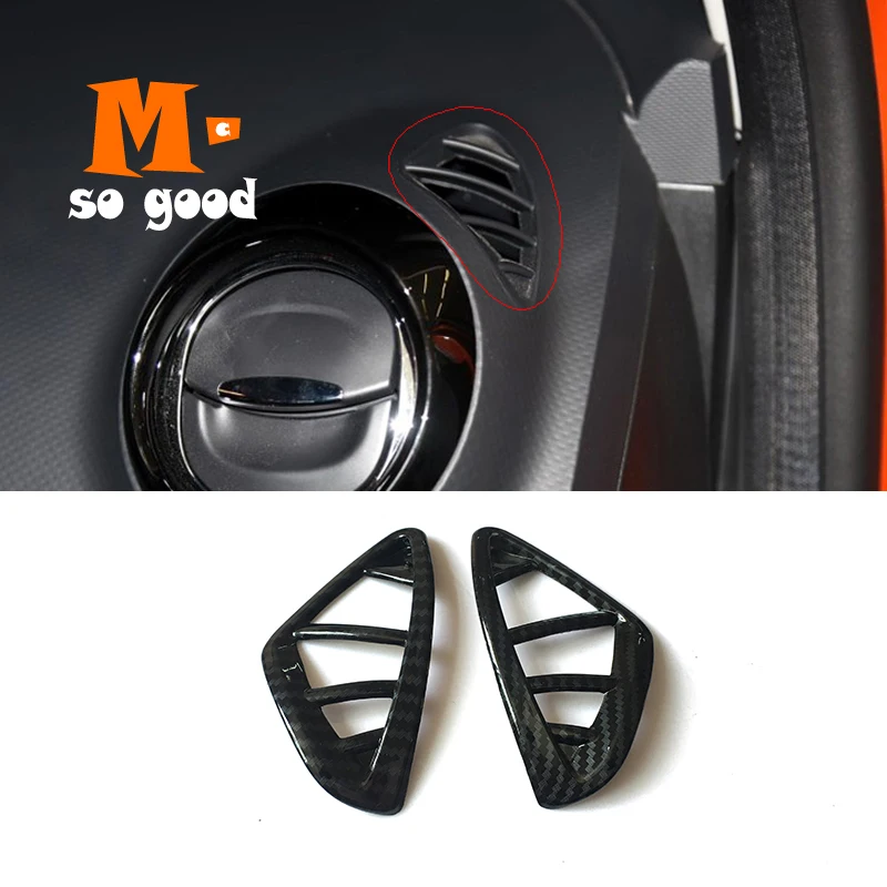 For Renault Captur 2013 2014 15 2016 ABS Carbon fiber Glossy Upper Air Condition Vent Outlet Cover Trim Car Styling Accessories