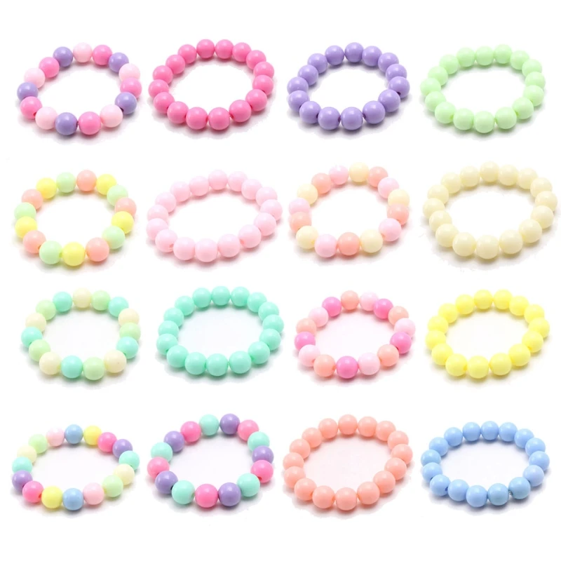 Princess Bracelets 10Pcs for Kids Girls Pearl Bead Bracelets Teen Jewelry Set Party Favor Costume Princess Pretend Play