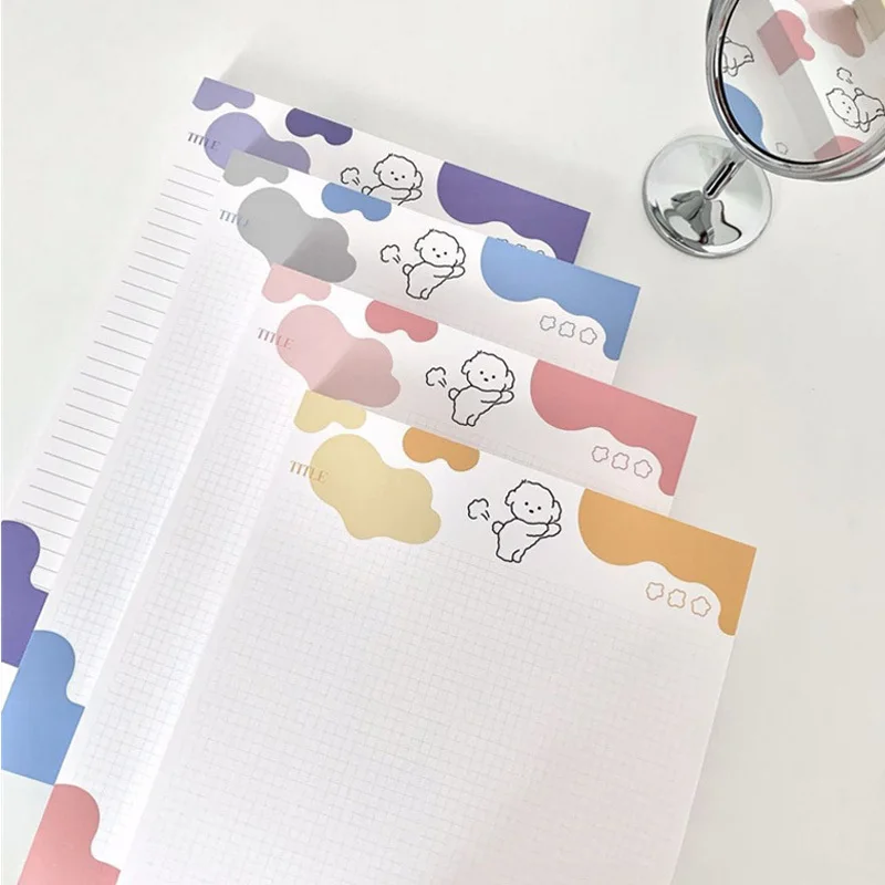 Cartoon Cute Marshmallow Puppy Memo Pad B5 Korean Ins Student Word Book Notebook Grid Horizontal Line 30sheets Kawaii Stationery