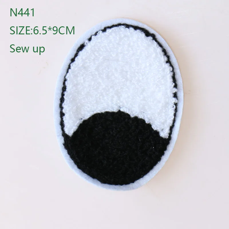 A Pair of Black and White Eyes Cartoon IconTowel Embroidery Iron on Patches for Clothing DIY Custom Badges on the Backpack