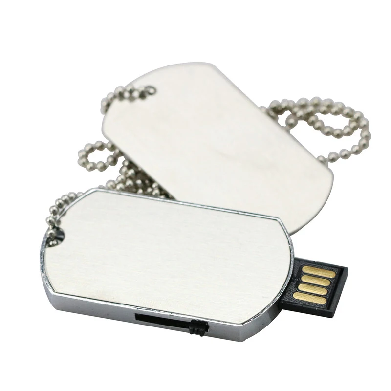 Retail Necklace Military Dog Tag Shape USB Flash Drive PenDrive Memory Stick Disk Pen Drive 4GB 8GB 16GB 32GB Super Quality