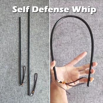 พับกลางแจ้ง EDC เรซินยืดหยุ่นหวาย Strip Self Defense Whip Stick สีดำ60ซม.เครื่องมือป้องกันตัวเอง