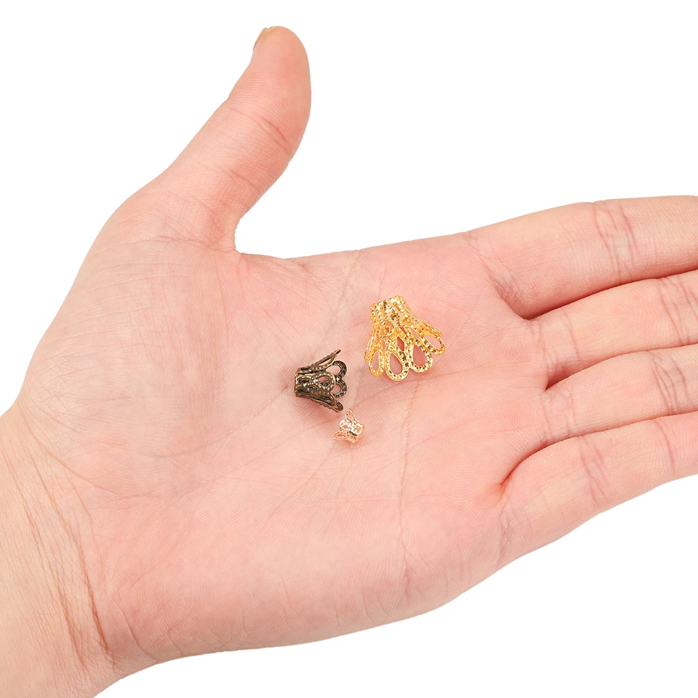 100 teile/los Gold Silve Vintage Blumen Filigrane Perlen Kappen Charms für Anhänger Diy Schmuck Finden Liefert Zubehör