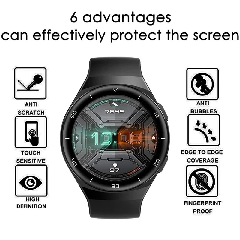 3D Protective Film For Huawei Watch GT 2e Curved Soft Fibre Smart Watch Full Screen Protector For huawei GT2 e GT2e Not Glass