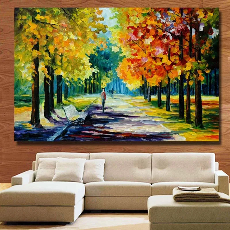 

100% Hand Painted Oil Painting Rain Light Street Scenery Art Canvas Painting Living Room Corridor Office Home Decoration Mural