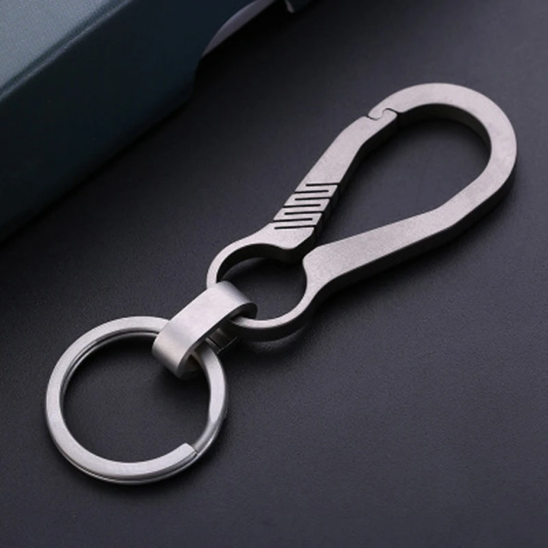 Super Lightweight Pure Titanium Keyring Spring Buckle Car Key Chain Men Hanging Buckle Creative Accessories Pendant Gift
