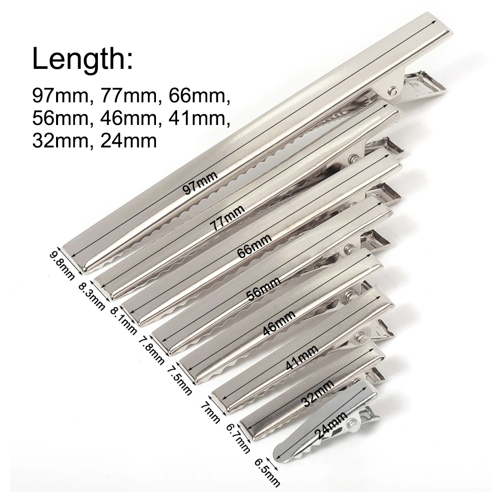 20pcs 40pcs Hair Clips 24mm-97mm Single Prong Alligator Hairpin Teeth Blank Setting Accessories for Jewelry Making DIY Hair Clip