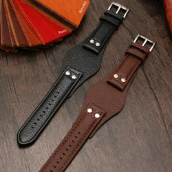 Correa de reloj de cuero genuino hecha a mano para Fossil CH2564, CH2565, CH2891, CH3051, 20mm, 22mm, bandeja negra y marrón