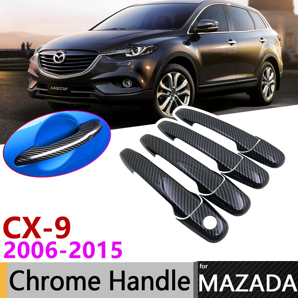 

Black Carbon Fiber Door Handle Cover for Mazda CX-9 CX9 CX 9 2006~2015 2012 2013 2014 Car Accessories Stickers Trim Set Chrome